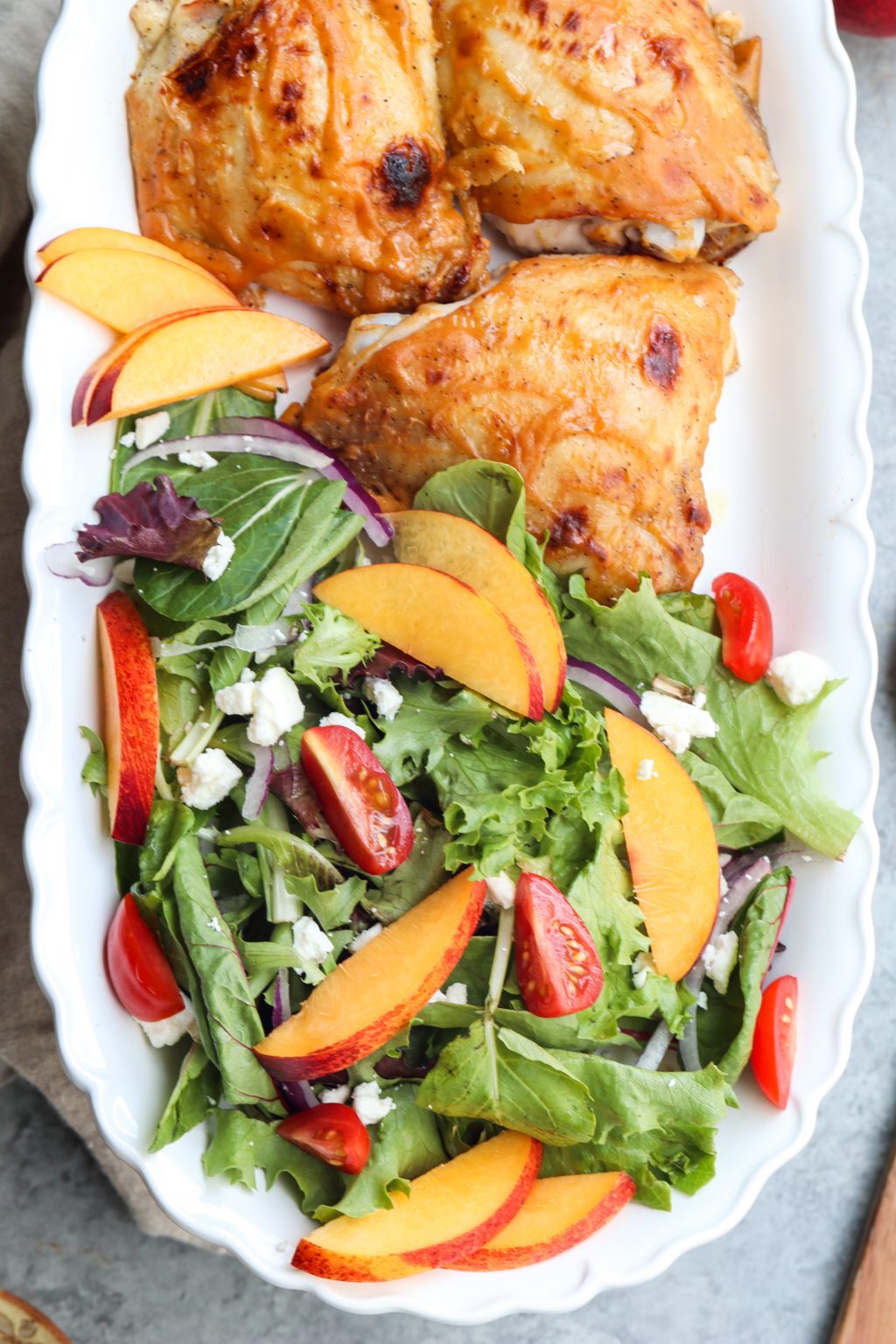 Baked Honey Mustard Chicken With Nectarine Salad | Cait's Plate